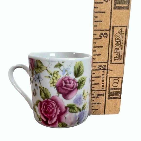 El Ganador Porcelain Floral 2 oz Demitasse Cup Saucer Pink Roses Small 2" Tall - Picture 11 of 13